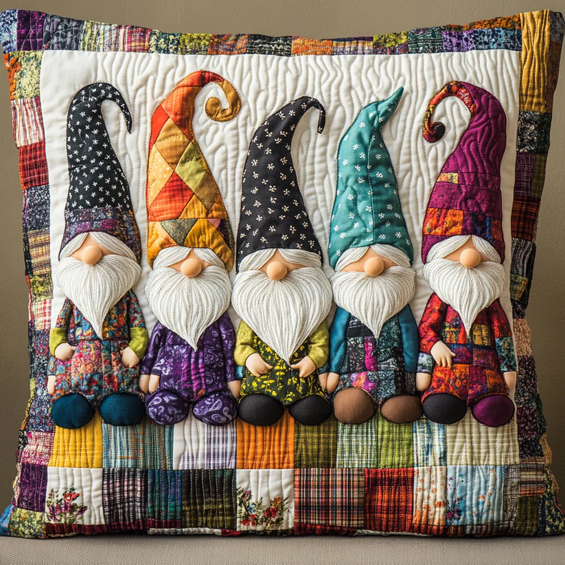Quilted Gnome Crew Pillow