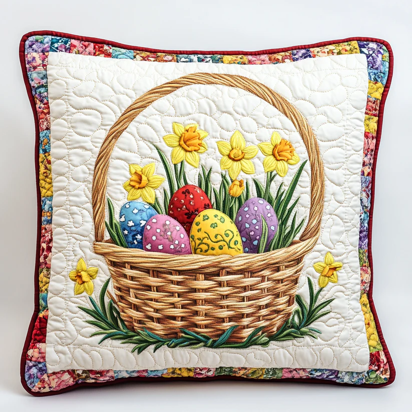 Easter Basket Quilted Pillow