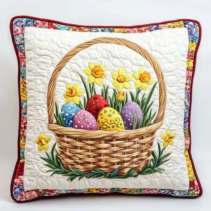 Easter Basket Quilted Pillow