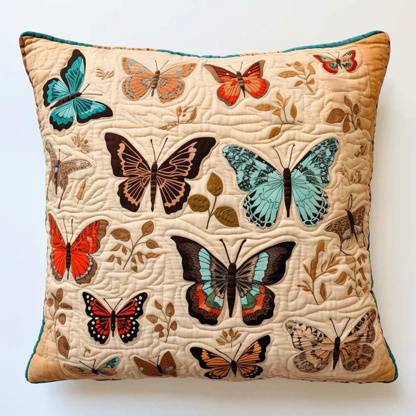 Butterfly Garden Quilted Pillow
