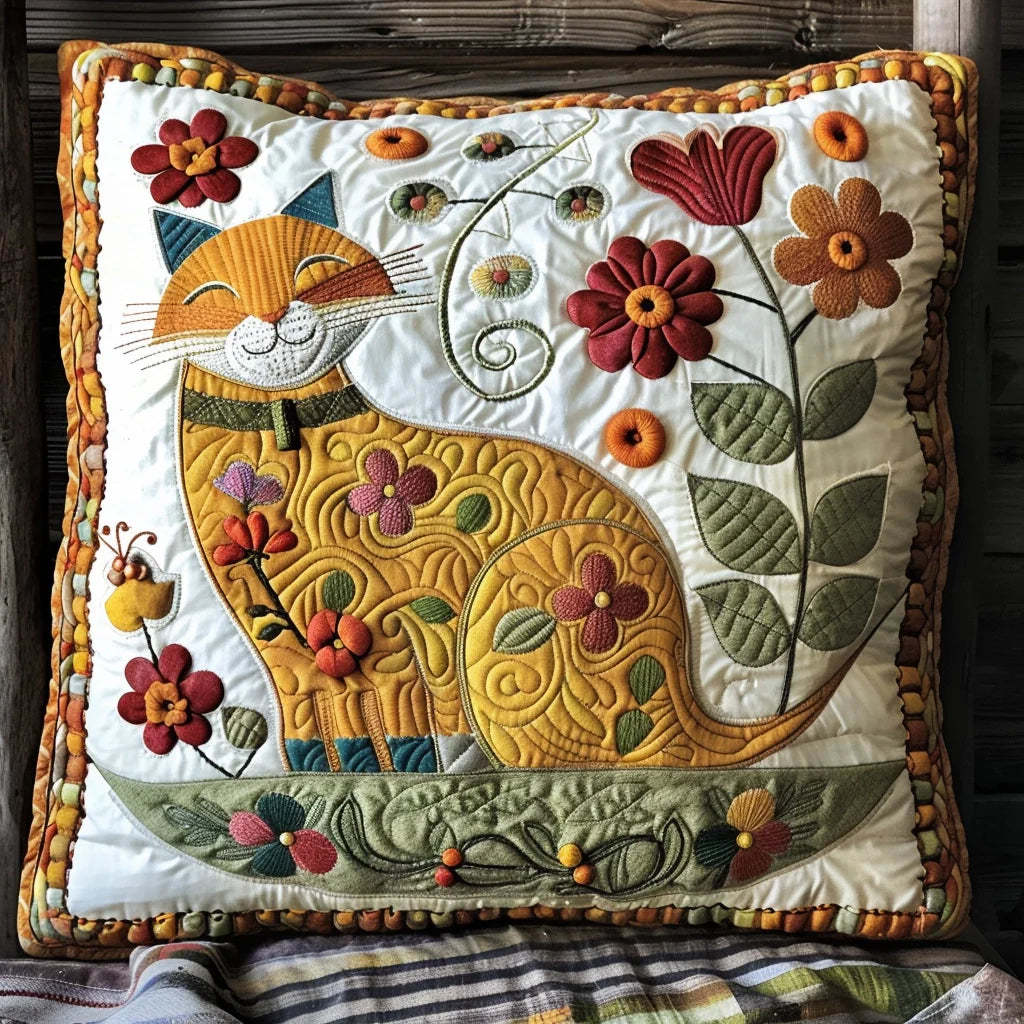 Cat Quilted Pillow