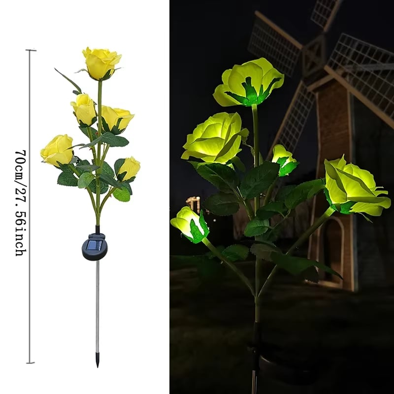 Solar Powered 5-Rose Garden Stake Lights (2 Pack)