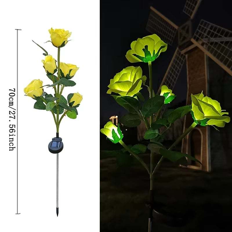 Solar Powered 5-Rose Garden Stake Lights (2 Pack)