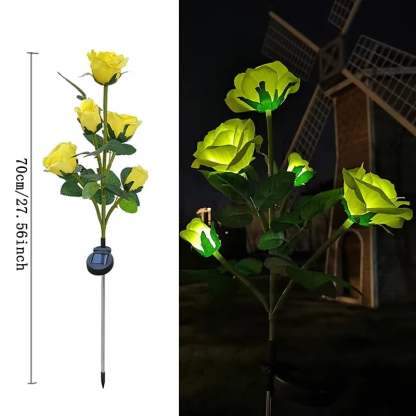 Solar Powered 5-Rose Garden Stake Lights (2 Pack)