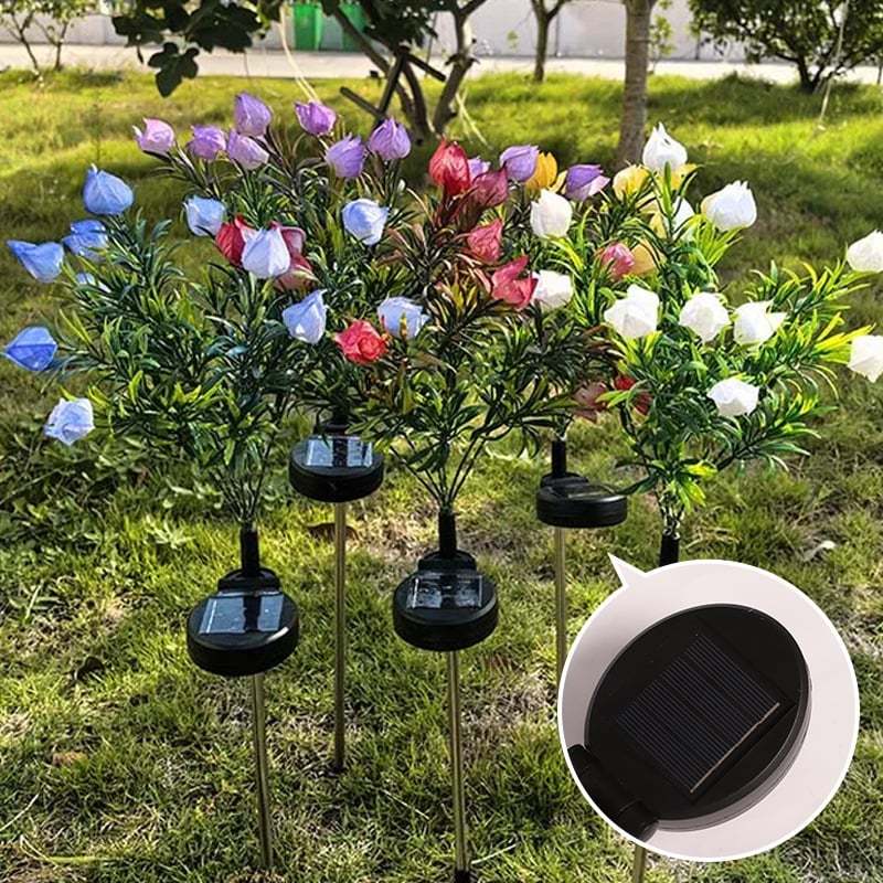 Solar Powered Gardenia Flower Ground Stake Garden Lights