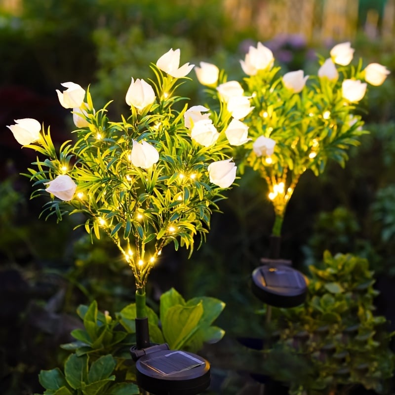 Solar Powered Gardenia Flower Ground Stake Garden Lights