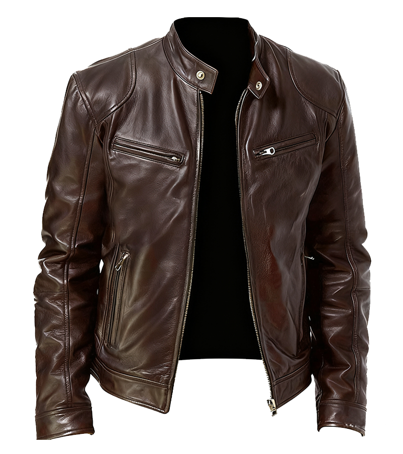 Men’s Genuine Calfskin Leather Jacket – Handcrafted Classic Style
