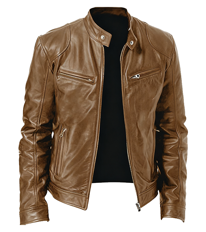 Men’s Genuine Calfskin Leather Jacket – Handcrafted Classic Style