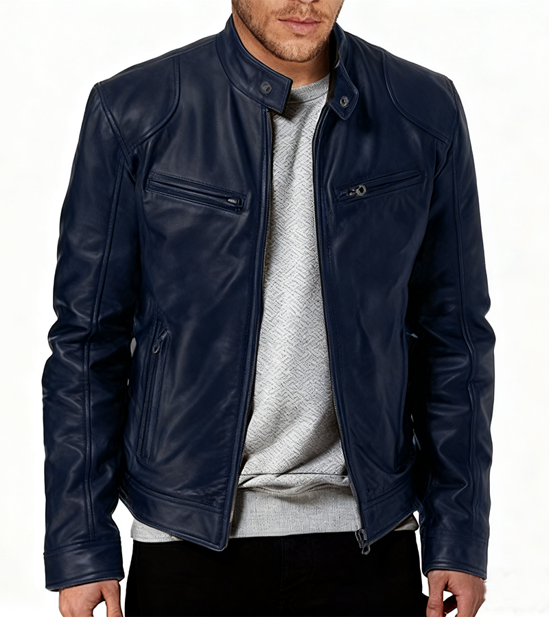 Men’s Genuine Calfskin Leather Jacket – Handcrafted Classic Style