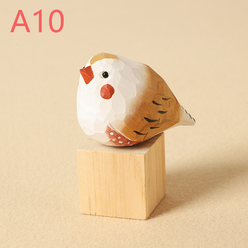 Hand-Carved Wooden Bird Figurines – Eco-Friendly Decorative Ornaments for Home & Garden | Perfect Gift for Bird Lovers