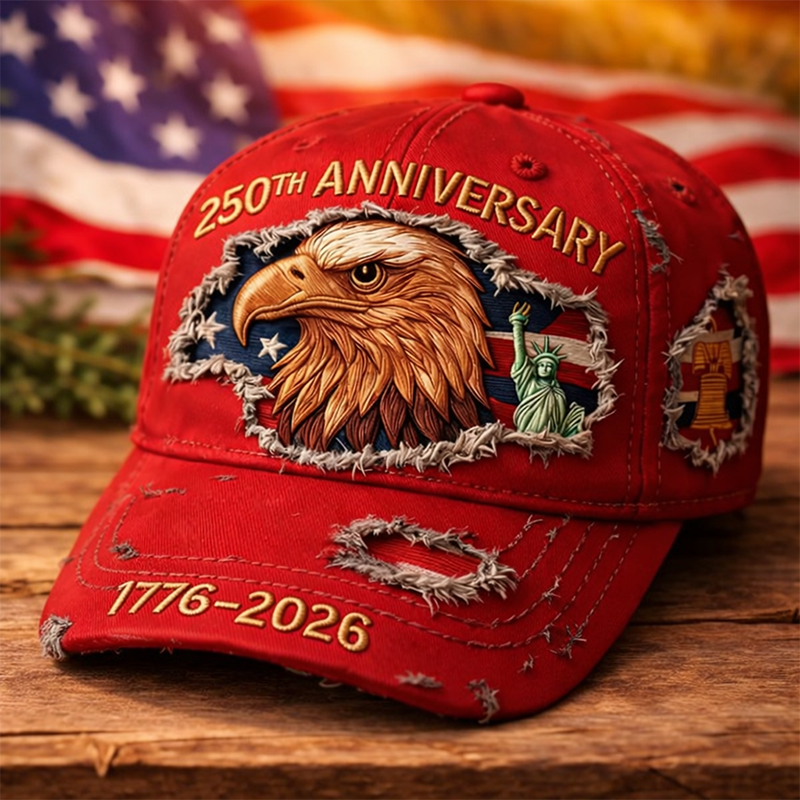U.S. 250th Anniversary Hat 1776–2026 | Vintage Distressed Denim Baseball Cap