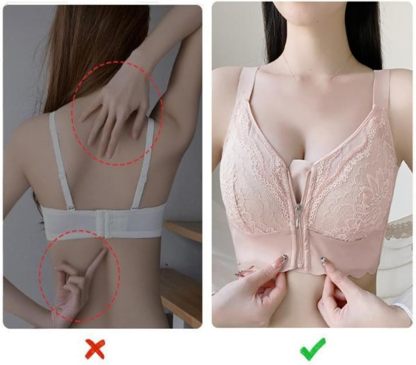 Front-Closure Lace Bra with Adjustable Support & Molded Cups