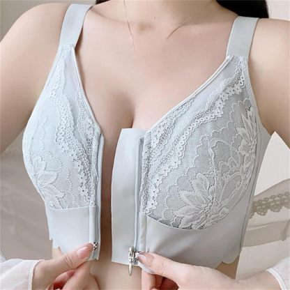 Front-Closure Lace Bra with Adjustable Support & Molded Cups