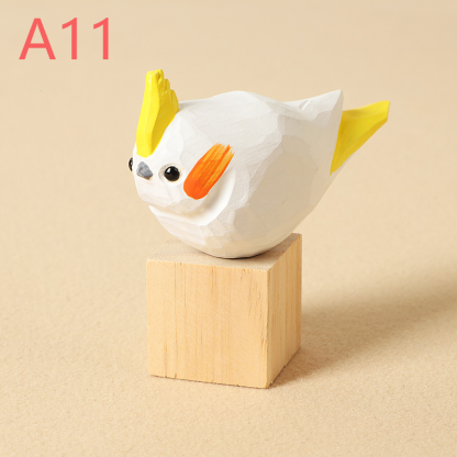 Hand-Carved Wooden Bird Figurines – Eco-Friendly Decorative Ornaments for Home & Garden | Perfect Gift for Bird Lovers