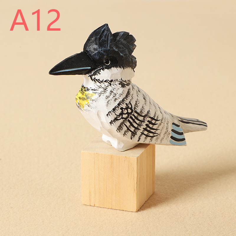 Hand-Carved Wooden Bird Figurines – Eco-Friendly Decorative Ornaments for Home & Garden | Perfect Gift for Bird Lovers