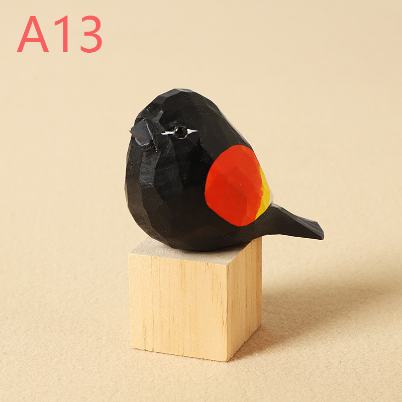 Hand-Carved Wooden Bird Figurines – Eco-Friendly Decorative Ornaments for Home & Garden | Perfect Gift for Bird Lovers