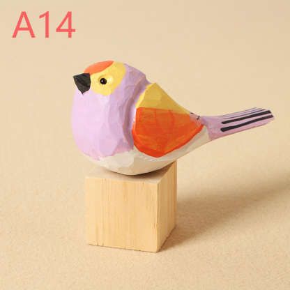 Hand-Carved Wooden Bird Figurines – Eco-Friendly Decorative Ornaments for Home & Garden | Perfect Gift for Bird Lovers