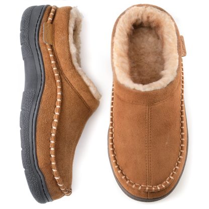Men's Daily Non-Slip Warm Wide-Toe Plush Slippers