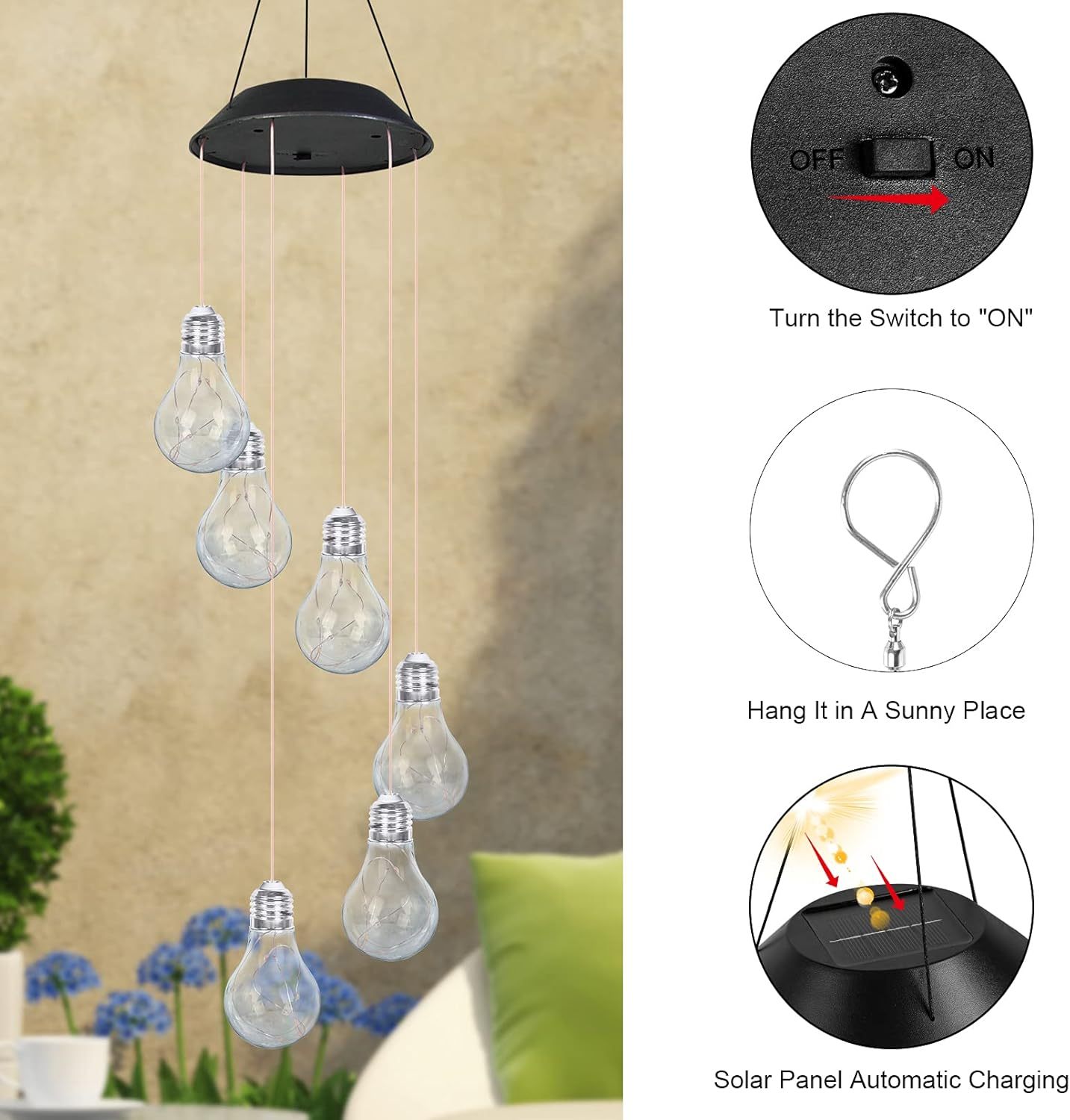 🔥Last Day Promotion! Colorful Lights Solar Wind Chimes for Outside