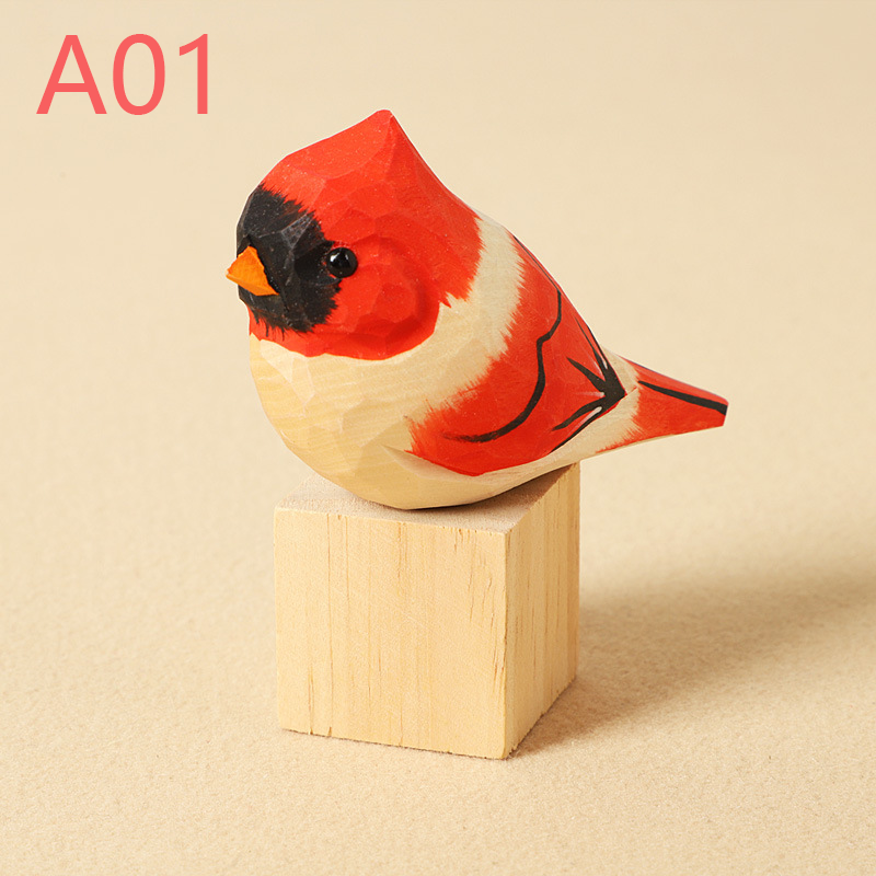 Hand-Carved Wooden Bird Figurines – Eco-Friendly Decorative Ornaments for Home & Garden | Perfect Gift for Bird Lovers