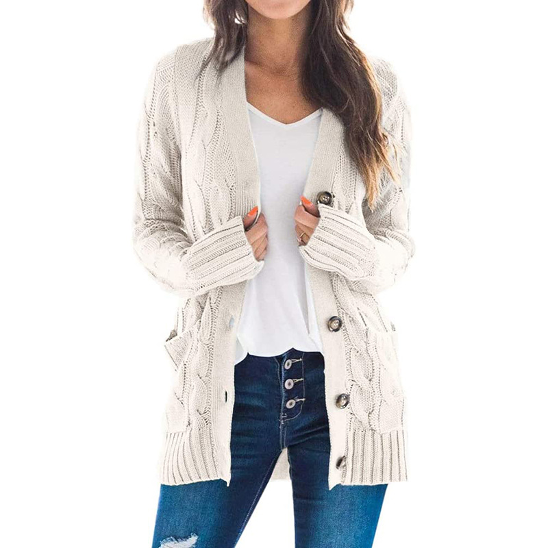 Twist-Front Button-Down Cardigan with Pockets – Effortless Everyday Knit