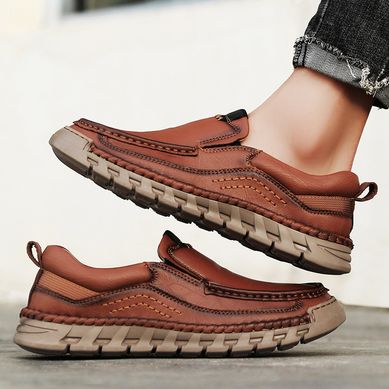 2025 Spring Men's Orthopedic Comfortable Genuine Leather Slip On Walking Shoes