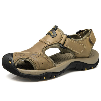 🔥 Men’s Genuine Leather Outdoor Sandals – Comfortable, Durable, and Stylish