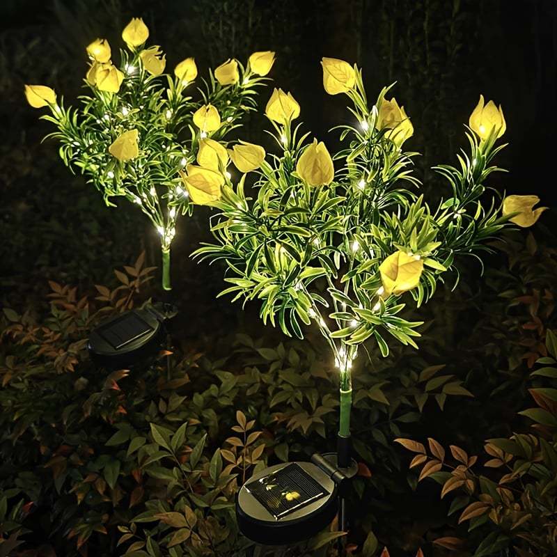 Solar Powered Gardenia Flower Ground Stake Garden Lights