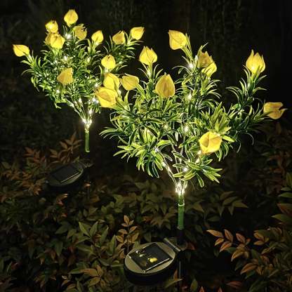 Solar Powered Gardenia Flower Ground Stake Garden Lights