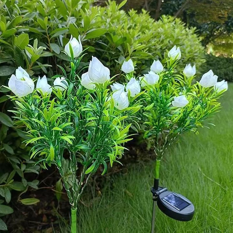 Solar Powered Gardenia Flower Ground Stake Garden Lights