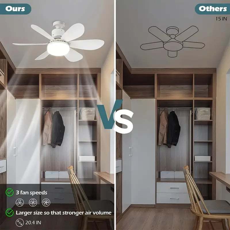 🏆LAST DAY SALE 60% OFF🔥40W LED Ceiling Fan Light – 20.5” Ultra-Quiet with Remote