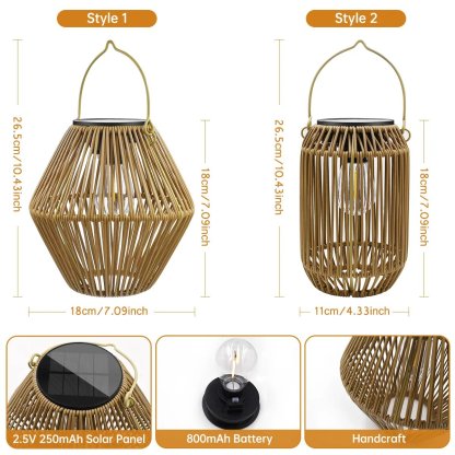 ✨ Solar Woven Boho Lanterns ✨ | Warm Natural Light, Waterproof, Auto Dusk-to-Dawn