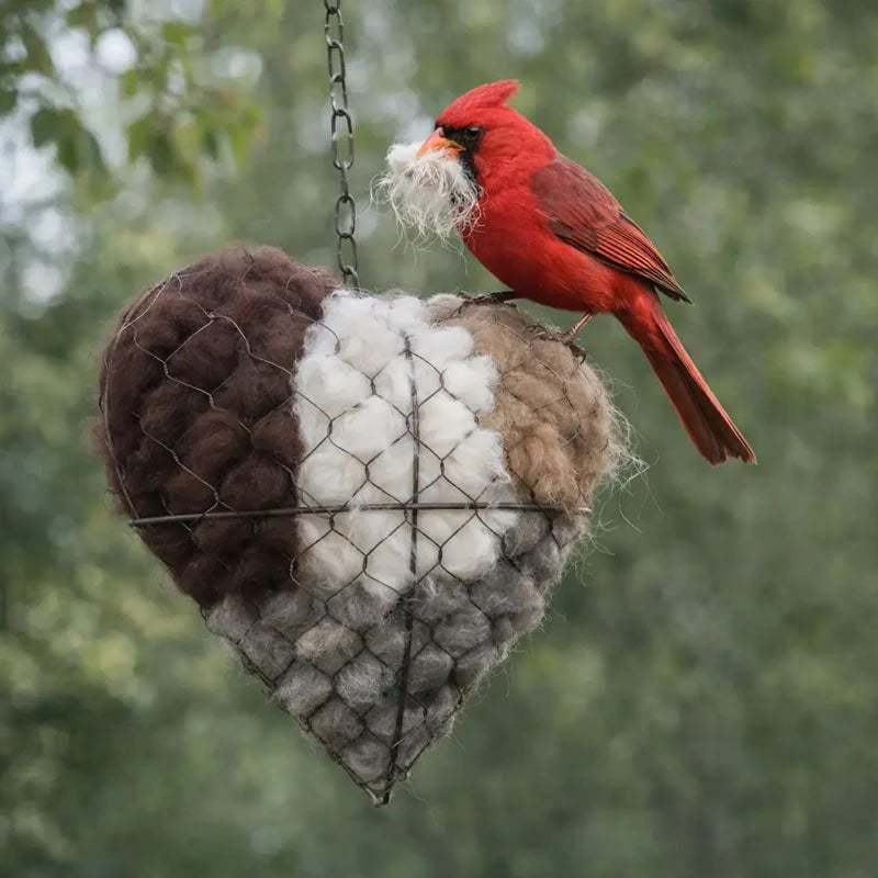🕊️ Handmade Alpaca Fiber Bird Nesting Heart