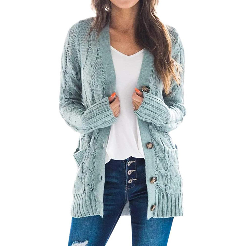Twist-Front Button-Down Cardigan with Pockets – Effortless Everyday Knit