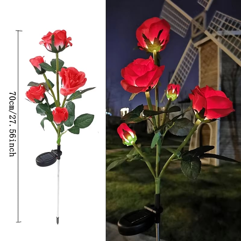 Solar Powered 5-Rose Garden Stake Lights (2 Pack)