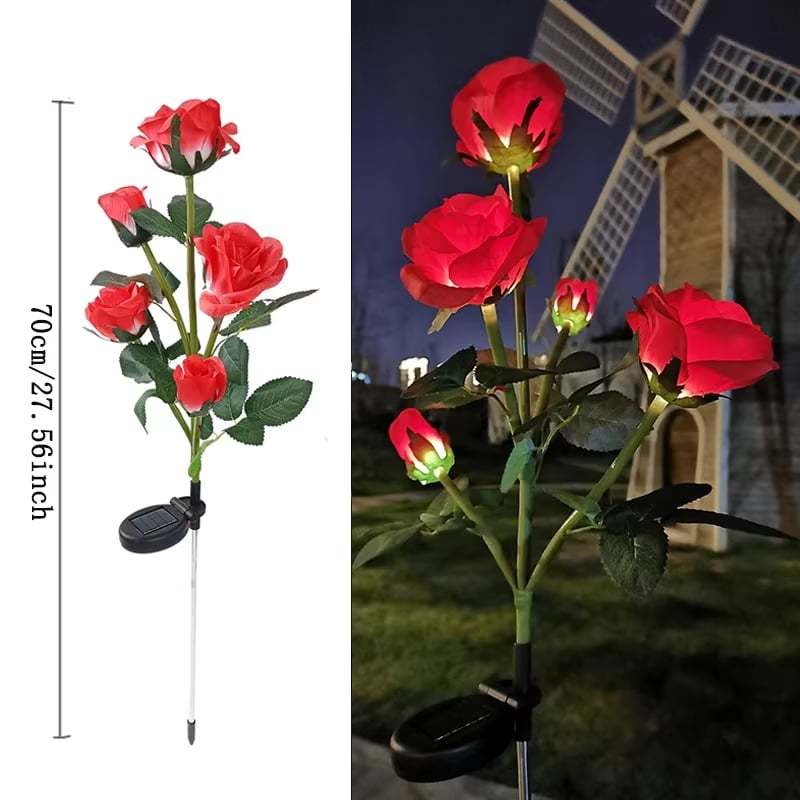 Solar Powered 5-Rose Garden Stake Lights (2 Pack)