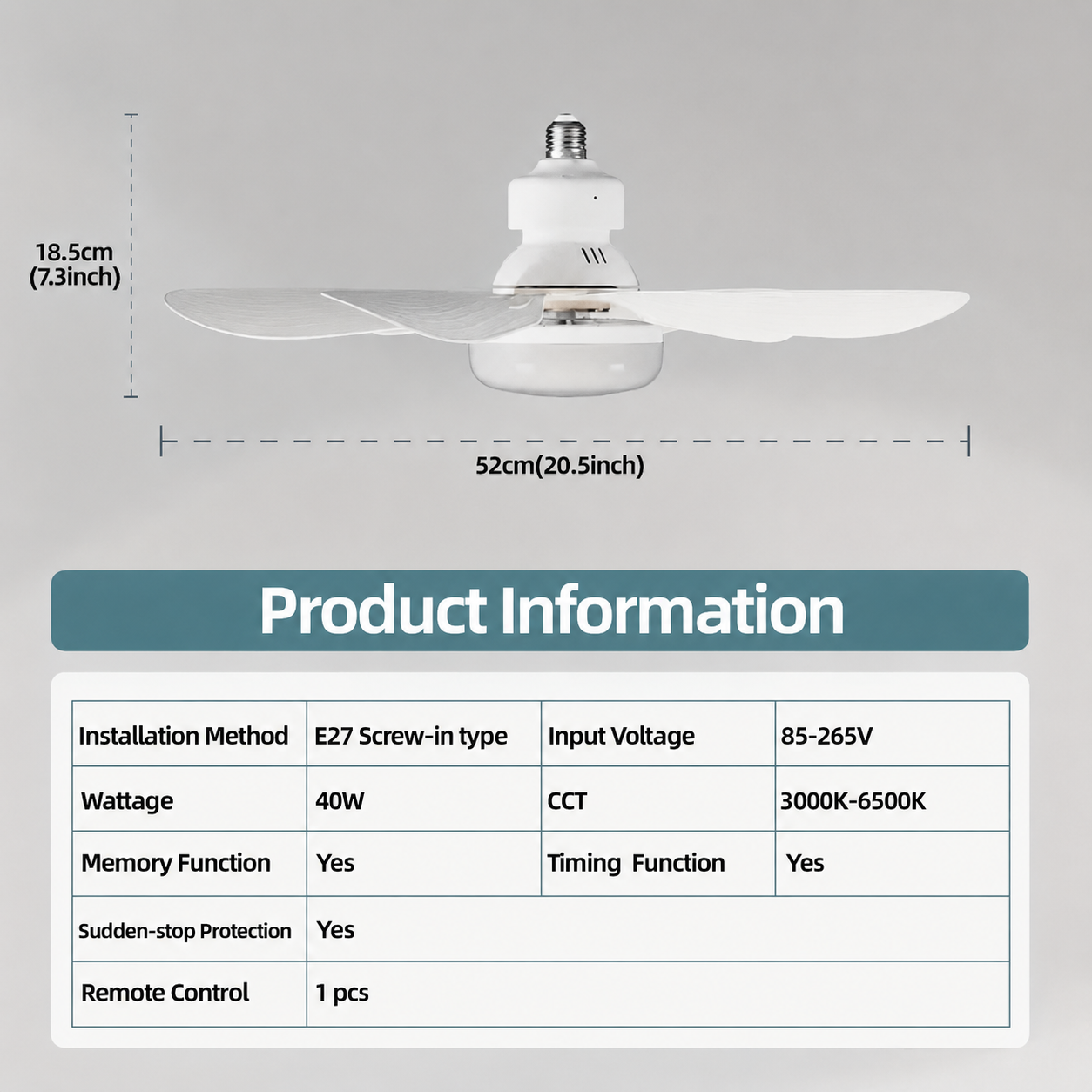 🏆LAST DAY SALE 60% OFF🔥40W LED Ceiling Fan Light – 20.5” Ultra-Quiet with Remote