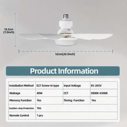 🏆LAST DAY SALE 60% OFF🔥40W LED Ceiling Fan Light – 20.5” Ultra-Quiet with Remote