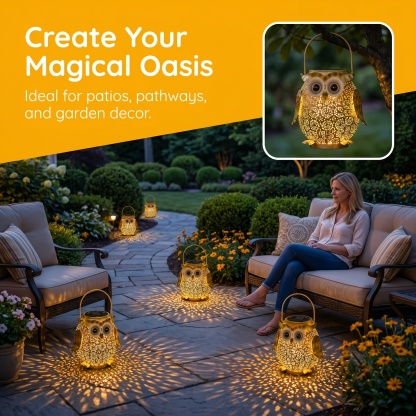 Golden Glow Owl Solar Lantern