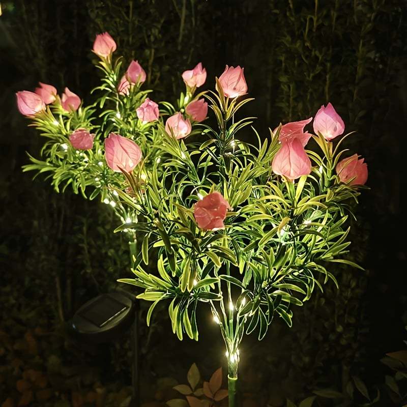 Solar Powered Gardenia Flower Ground Stake Garden Lights