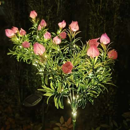 Solar Powered Gardenia Flower Ground Stake Garden Lights