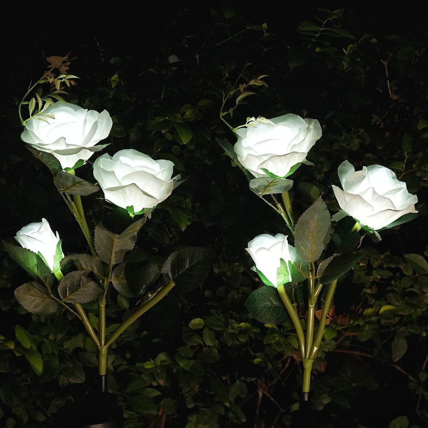 Solar Powered 5-Rose Garden Stake Lights (2 Pack)