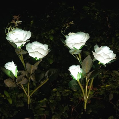 Solar Powered 5-Rose Garden Stake Lights (2 Pack)