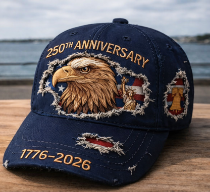 U.S. 250th Anniversary Hat 1776–2026 | Vintage Distressed Denim Baseball Cap