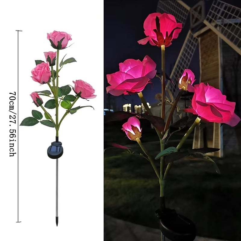 Solar Powered 5-Rose Garden Stake Lights (2 Pack)