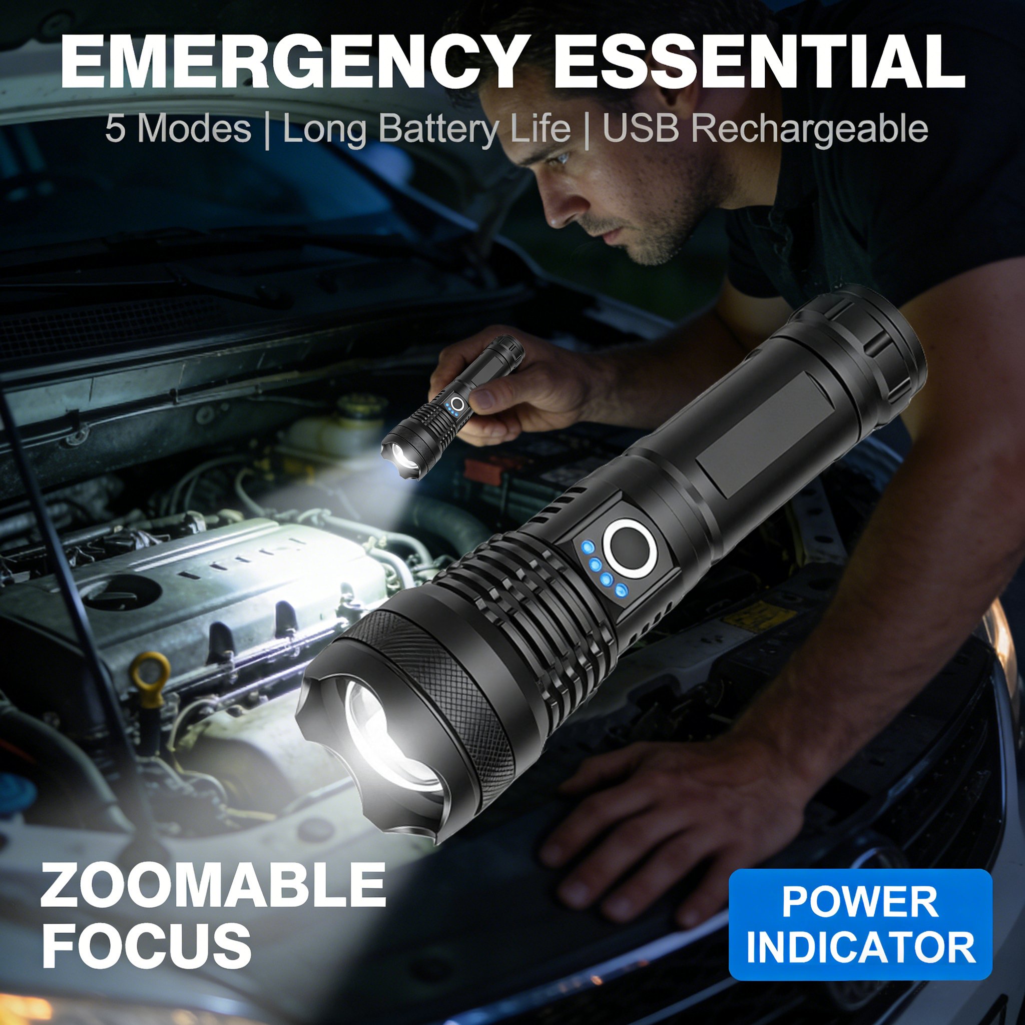 ✨Rechargeable LED Flashlight - High Lumen, Waterproof, Ultra Bright Flashlight for Emergencies