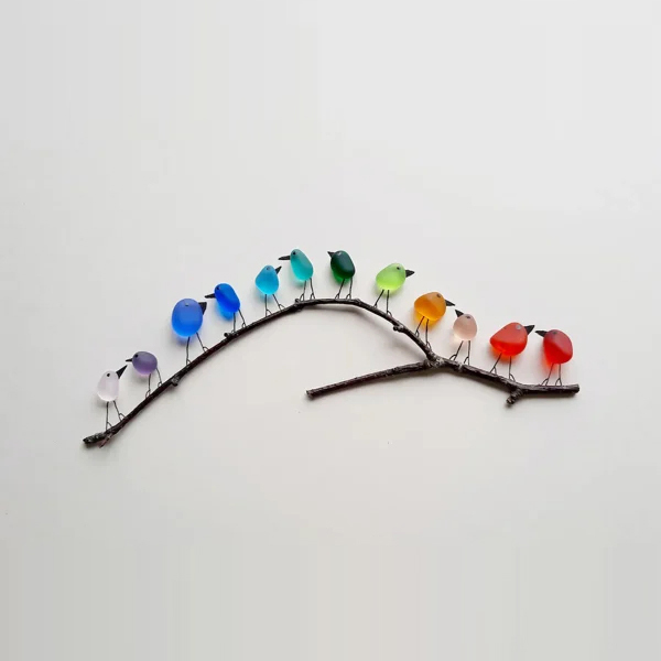 SheremArt Sea Glass Birds Decor Coastal Love Notes
