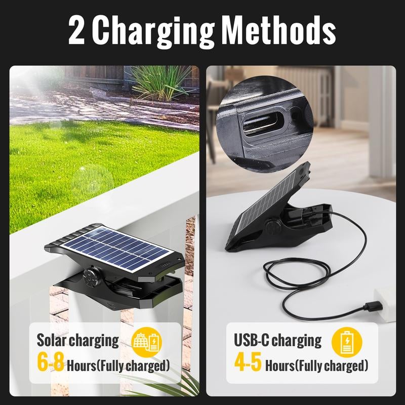 2025 New USB & Solar Charging Clip LIght