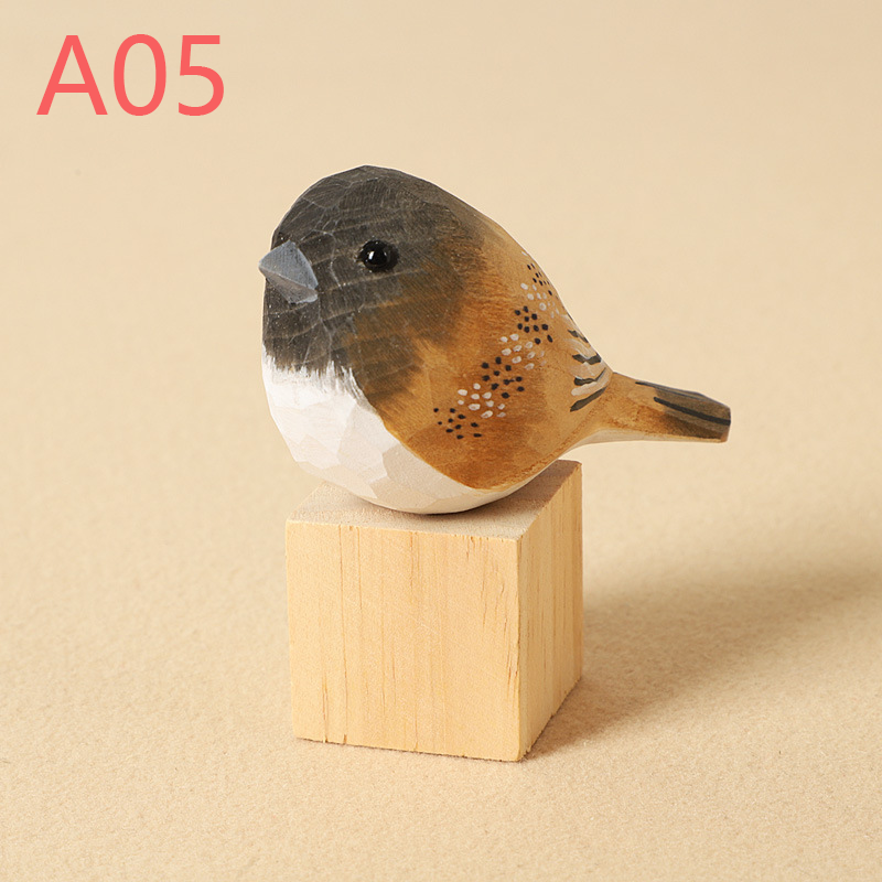 Hand-Carved Wooden Bird Figurines – Eco-Friendly Decorative Ornaments for Home & Garden | Perfect Gift for Bird Lovers