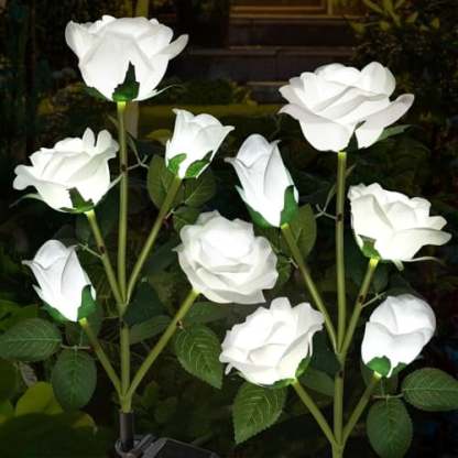Solar Powered 5-Rose Garden Stake Lights (2 Pack)